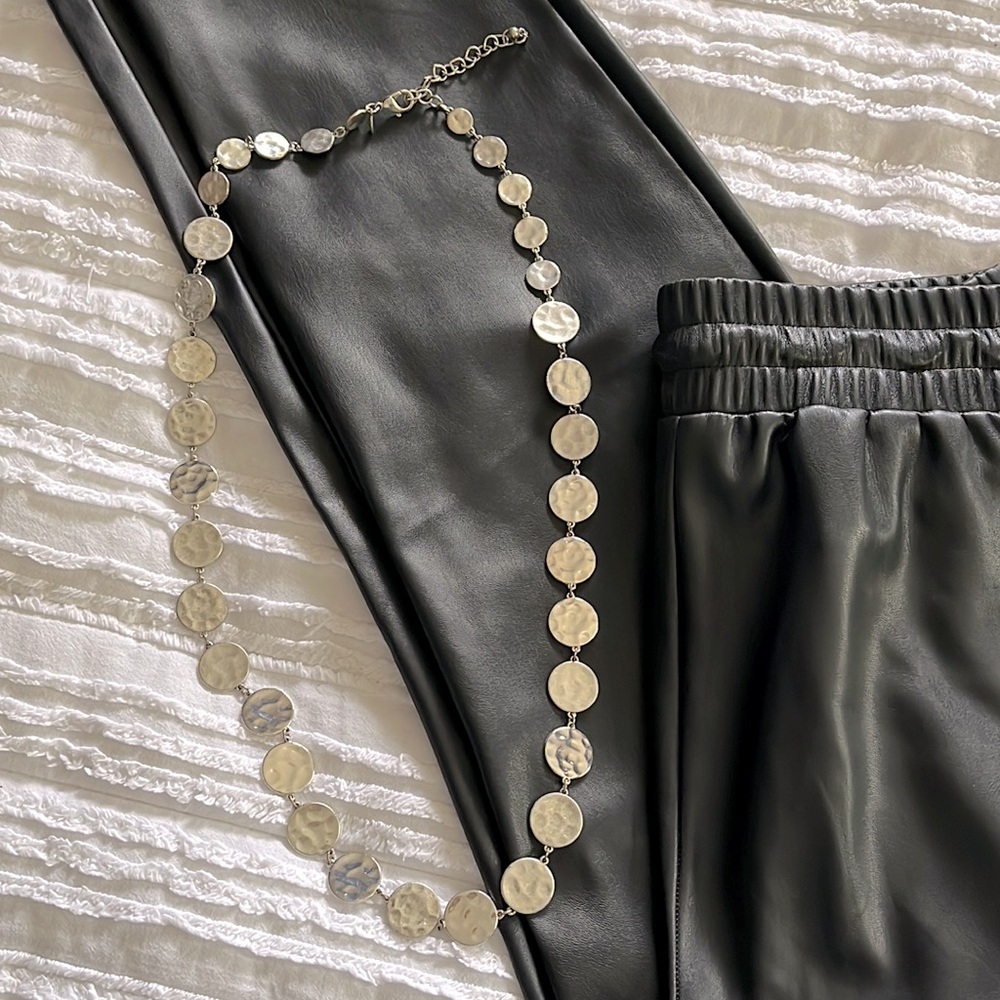 Chico’s hammered metal long necklace